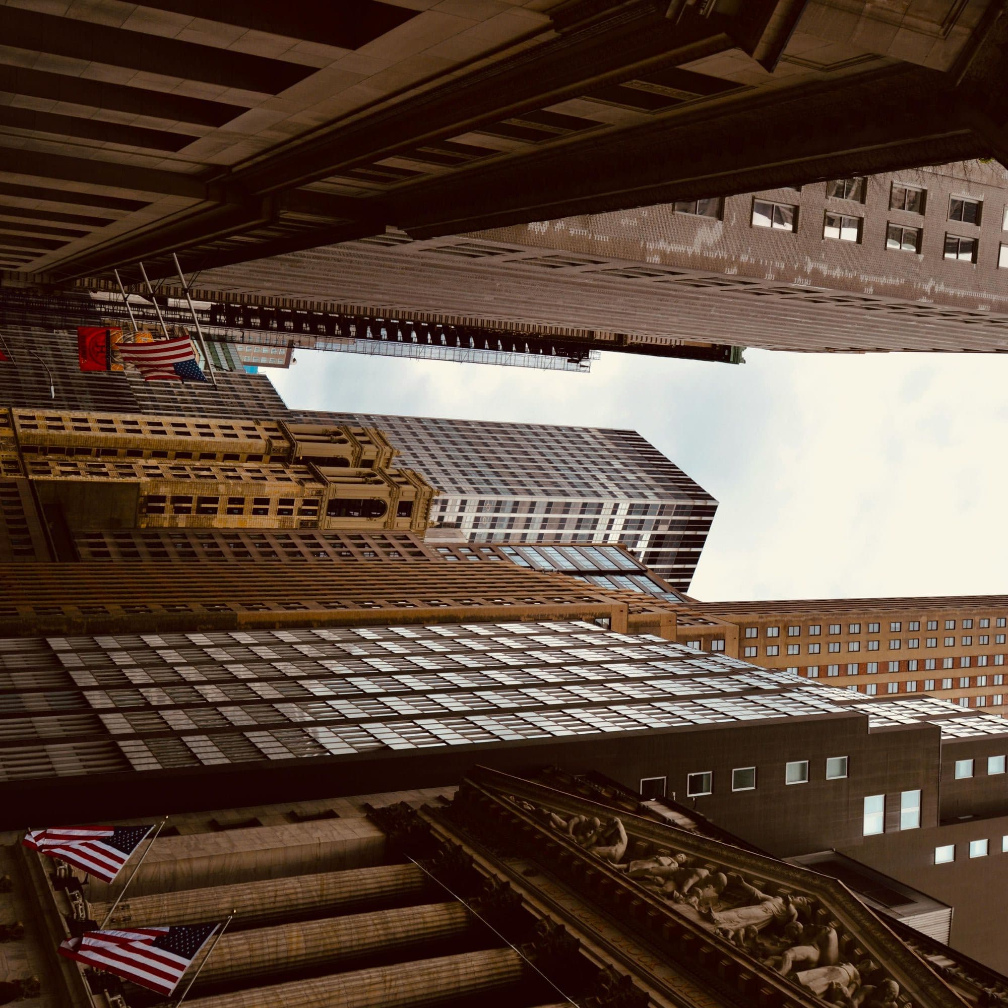 Financial district architecture seen from street level