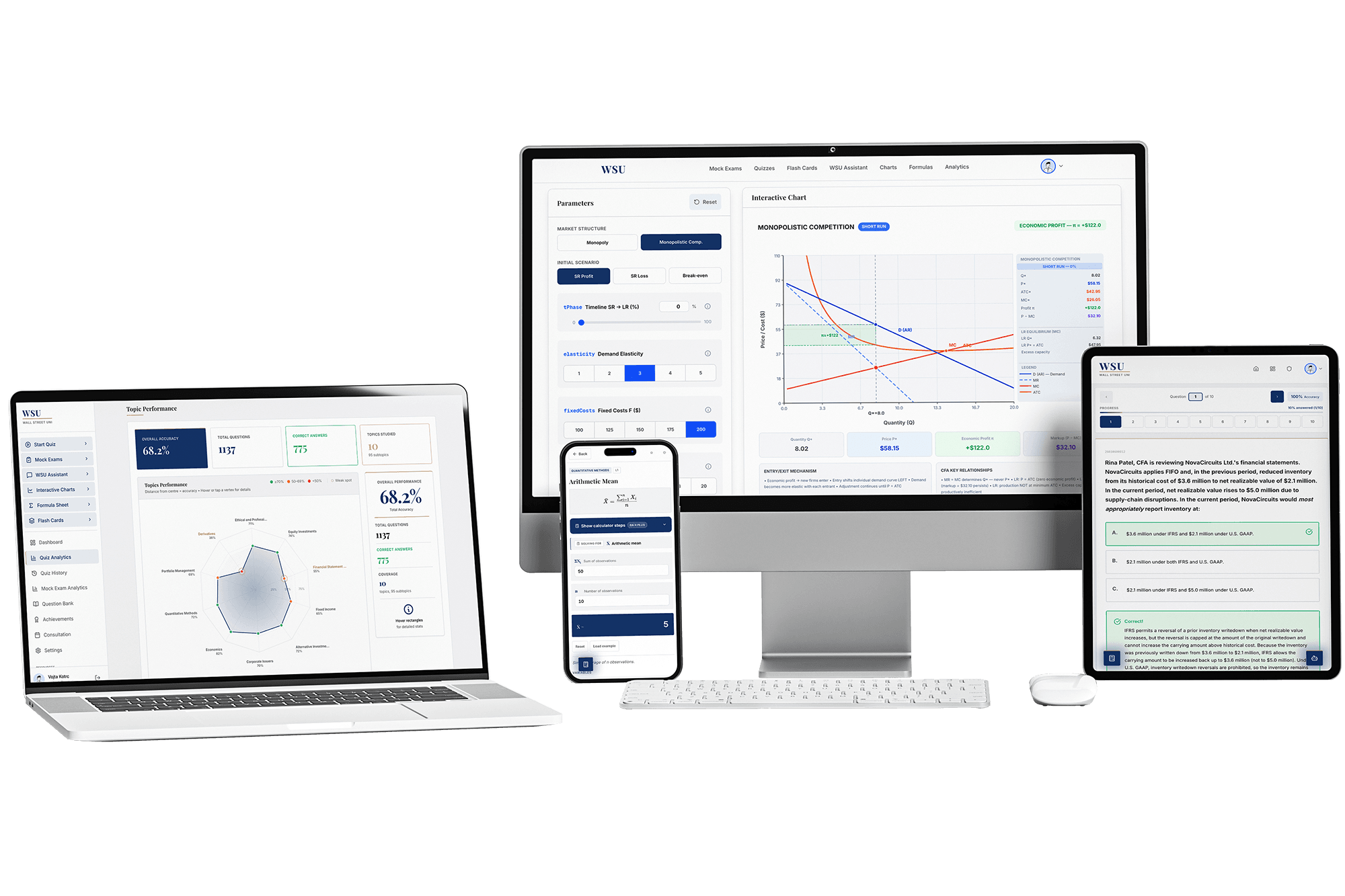 Wall Street Uni shown across desktop, tablet and phone