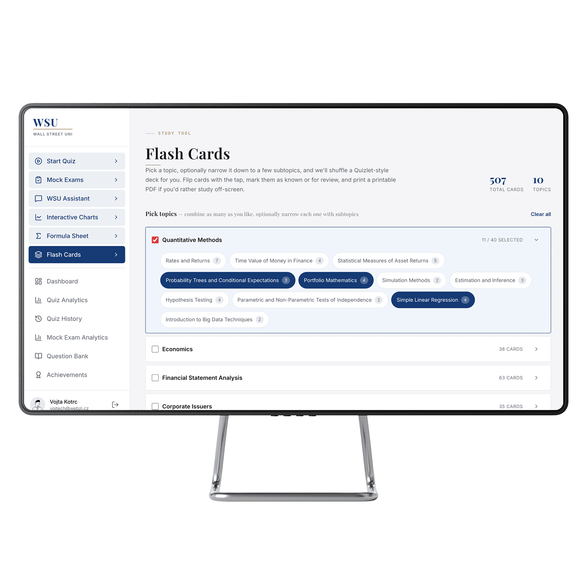 Flash cards deck builder mockup