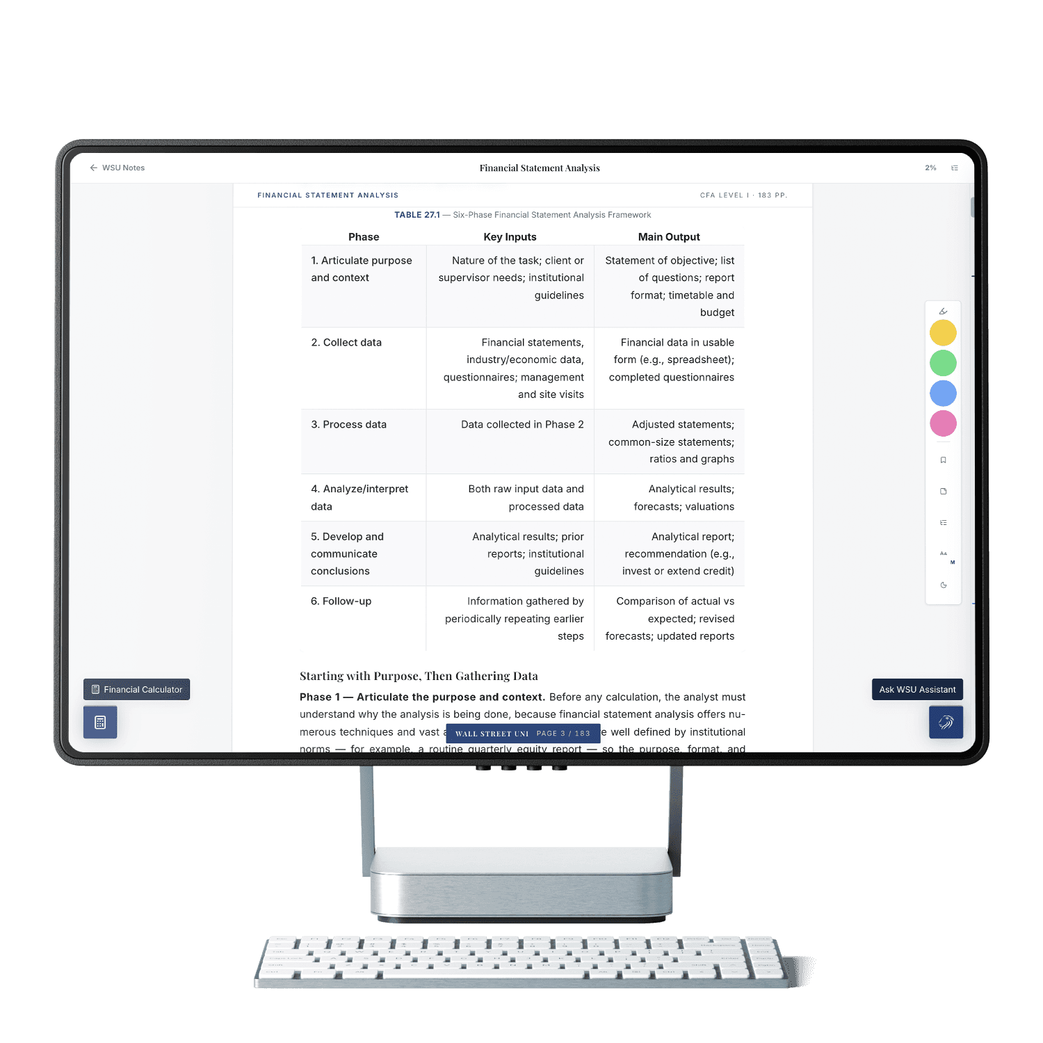 The printed WSU Notes book shown alongside the digital reader
